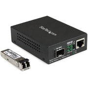 StarTech.com Multi-Mode (MM) LC Fiber Media Converter for 10/100/1000 Networks, Standalone Gigabit Ethernet to LC Converter, SFP Transceiver Included, 850nm, 550m - TAA