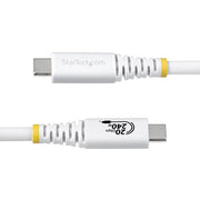 StarTech.com 2m (6ft) USB4 Cable, 20Gbps, USB-IF Certified USB-C Cable, 240W PD EPR, 4K 120Hz DP 2.1, TPE Jacket, White USB-C Cord