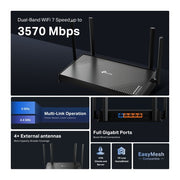 TP-Link Archer BE220 wireless router Gigabit Ethernet Dual-band (2.4 GHz / 5 GHz) Black