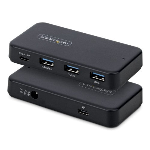 StarTech.com 4-Port USB-C and USB-A Hub, 5Gbps, Self-Powered, 2-in-1 USB-C and USB-A Host Cable, 1x USB-C and 3x USB-A (1x BC 1.2), 36W Power Adapter Included