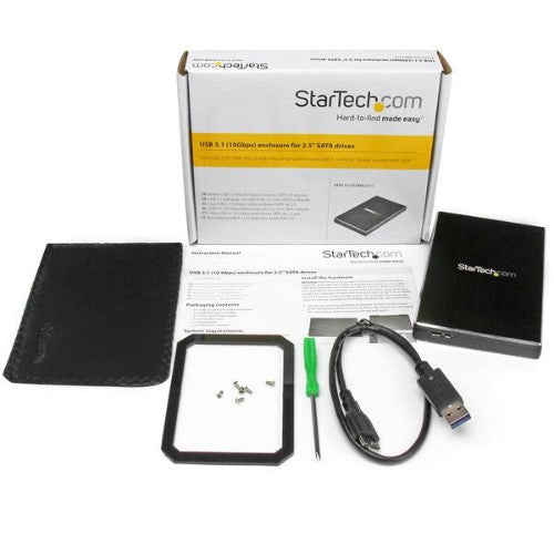 StarTech.com USB 3.1 (10 Gbps) Enclosure for 2.5” SATA Drives - TAA
