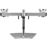 StarTech.com Dual Monitor Stand - Ergonomic Free Standing Dual Monitor Desktop Stand for two 24" (17.6lb/8kg) VESA Mount Displays - Synchronized Height Adjustable - Double Monitor Pole Mount - Silver