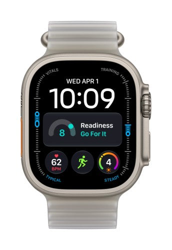 Apple Watch Ultra 4 GPS + Cellular 49mm Natural Titanium Case with Translucent Grey Ocean Band