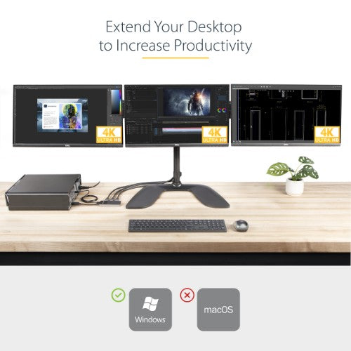 StarTech.com 3-Port DisplayPort 1.4 Splitter, DisplayPort to 3x DP Multi-Monitor Adapter, Triple 4K Computer MST Hub, USB Bus-Powered - Windows Only