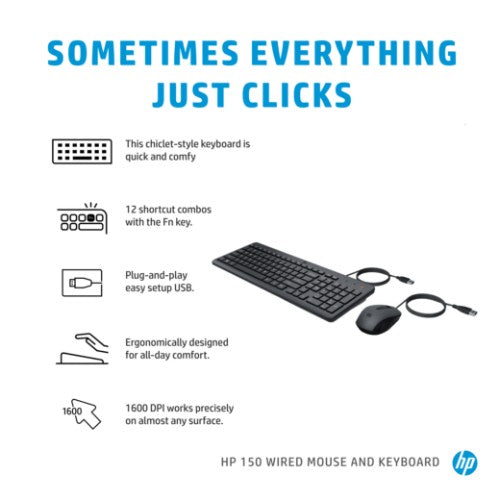 HP 150 Wired Mouse and Keyboard