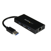 StarTech.com 3-Port Portable USB 3.0 Hub plus Gigabit Ethernet - 5Gbps - Aluminum with Built-in Cable - TAA