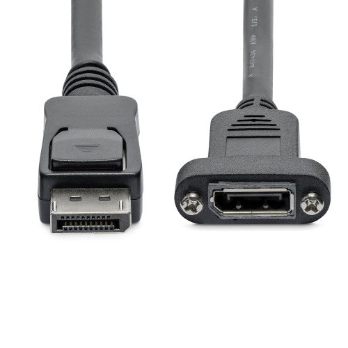 StarTech.com 3ft (91cm) Panel Mount DisplayPort Cable - 4K x 2K - DisplayPort 1.2 Extension Cable Male to Female - DP Video Extender Cord with Panel Mount DP Connector - DP Monitor Cable
