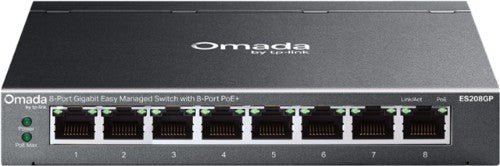 TP-Link Omada ES208GP network switch Managed L2 Gigabit Ethernet (10/100/1000) Power over Ethernet (PoE) DIN rail Black