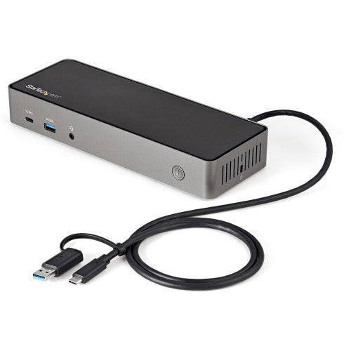 StarTech.com USB-C & USB-A Dock - Hybrid Universal Triple Monitor Laptop Docking Station w/ DisplayPort & HDMI 4K 60Hz - 85W Power Delivery, 6x USB Hub, GbE, Audio - USB 3.1 Gen 2 10Gbps