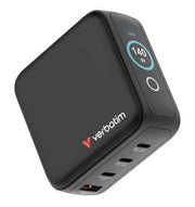 Verbatim 140W Mini GaN Charger with Display Universal Black AC Fast charging Indoor