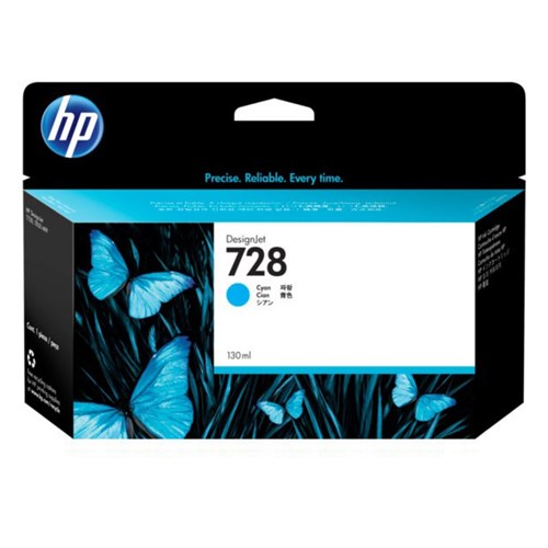 HP 728 130-ml Cyan DesignJet Ink Cartridge
