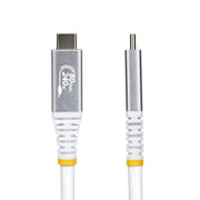 StarTech.com 50cm (1.6ft) USB4 Cable, 80Gbps, USB-IF Certified USB-C Cable, 240W PD, 8K 120Hz/4K 240Hz DP2.1 DP80, TPE Jacket, Thunderbolt 4 Compatible - White USB-C Cord
