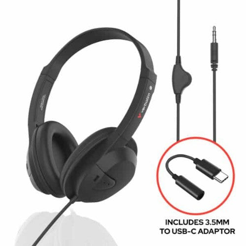 Verbatim PureSound Headphones with Volume Control Wired Head-band Music/Everyday Black