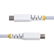 StarTech.com 3m (10ft) White USB-C Charging Cable, 60W (3A) PD, Dual-Layer Braided Nylon/TPE Jacket, Rugged USB C Charging Cord, USB 2.0 Laptop Charger Cable