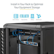 StarTech.com 1U Server Rack Shelf - Universal Rack Mount Cantilever Shelf for 19" Network Equipment Rack & Cabinet - Heavy Duty Steel – Weight Capacity 44lb/20kg - 16" Deep Tray, Black