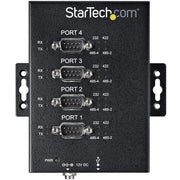 StarTech.com 4 Port Serial Hub USB to RS232/RS485/RS422 Adapter - Industrial USB 2.0 to DB9 Serial Converter Hub - IP30 Rated - Din Rail Mountable Metal Serial Hub - 15kV ESD Protection - TAA