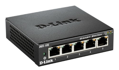 D-Link DGS-105 network switch Unmanaged L2 Gigabit Ethernet (10/100/1000) Desktop Black
