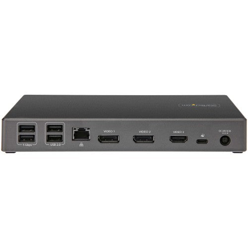 StarTech.com USB C Dock - Triple 4K Monitor USB Type-C Docking Station - 100W Power Delivery - DP 1.4 Alt Mode & DSC, 2x DisplayPort 1.4/HDMI 2.0 - 6xUSB (2x 10Gbps), SD - Windows/Chrome