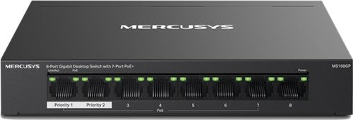TP-LINK Mercusys MS108GP 8-Port Gigabit Desktop Switch with 7-Port PoE+, Up to 250 m
