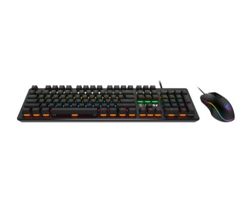 MSI FORGE GK300 COMBO BLUE US keyboard Mouse included Gaming USB QWERTY US English Black