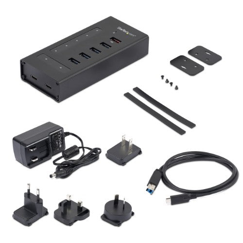 StarTech.com 7 Port USB C Hub - USB Type-C to 2x USB-C/5x USB-A - Commercial Metal USB 3.0 Hub - SuperSpeed USB 3.2 Gen 1 (5Gbps) - Self Powered - BC 1.2 Fast Charge - Mountable/Rugged