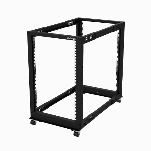 StarTech.com 18U 4-Post Server Rack, 19in Open Frame Rack with 40in (101cm) Mounting Depth and 1200lb (544kg) Weight Capacity, Mobile or Floor Mount IT Rack