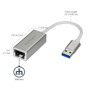 StarTech.com USB 3.0 to Gigabit Network Adapter, Silver, Sleek Aluminum Design for MacBook, Chromebook or Tablet, Native Driver Support