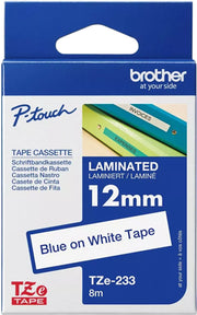 Brother TZE-233 label-making tape Blue on white