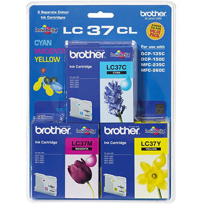 Brother LC37CL3PK ink cartridge 3 pc(s) Original Cyan, Magenta, Yellow