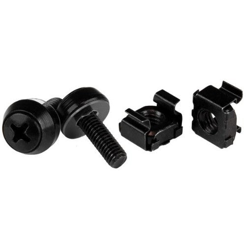StarTech.com 100-Pack M5 12mm Screws, Square Hole Cage Nuts and Installation Tool, Hardware Mounting Kit for 19" or 10" Server Racks, Cabinets and Enclosures, Black - TAA