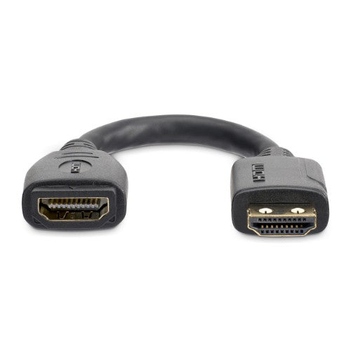 StarTech.com 6in (15cm) HDMI Port Saver Cable - 4K 60Hz High Speed HDMI 2.0 Extension Cable with Ethernet - Short HDMI Extension Cable - HDMI Male to Female Extension Adapter Cord