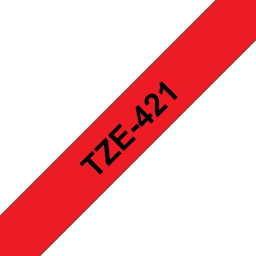 Brother TZE-421 label-making tape Black on red