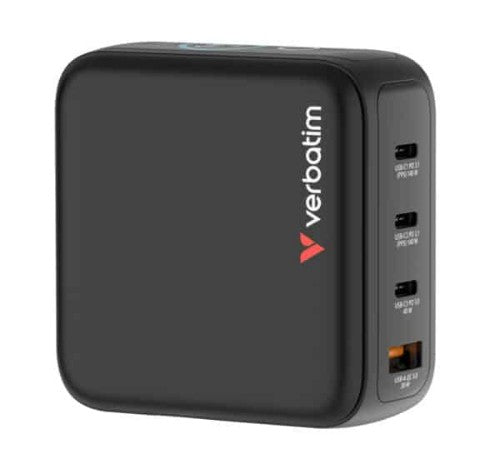 Verbatim 140W Mini GaN Charger with Display Universal Black AC Fast charging Indoor