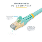 StarTech.com 7m CAT6a Ethernet Cable - 10 Gigabit Shielded Snagless RJ45 100W PoE Patch Cord - 10GbE STP Network Cable w/Strain Relief - Aqua Individually Tested/Wiring is UL Certified/TIA
