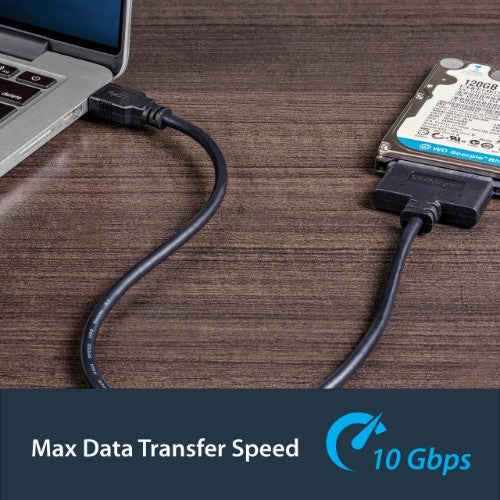 StarTech.com SATA to USB Cable, USB 10Gbps to 2.5in SATA I II III Hard Drive Adapter, External Converter for SSD or HDD Data Transfer