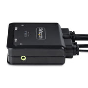 StarTech.com 2-Port USB-C Cable KVM Switch, 4K 60Hz DisplayPort Output, Compact KVM with 4ft/1.2m USB Type-C/Audio Integrated Cables, Bus Powered - Remote Push-Button/Hotkey Switching