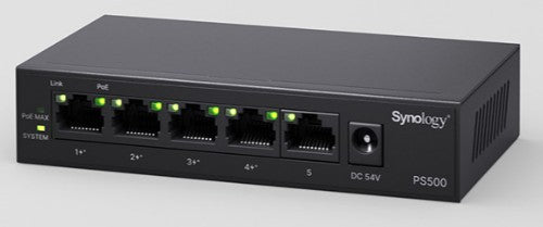 Synology PS500 network switch Unmanaged L2 Gigabit Ethernet (10/100/1000) Power over Ethernet (PoE) Desktop Black