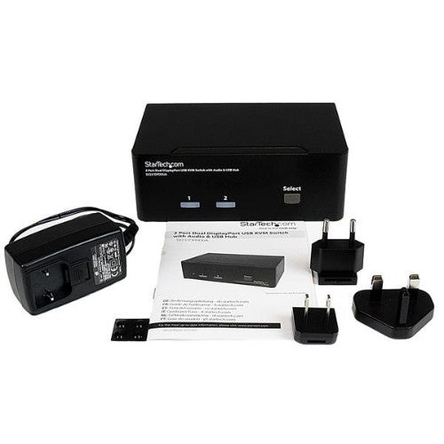 StarTech.com 2 Port Dual DisplayPort USB KVM Switch with Audio & USB 2.0 Hub - TAA