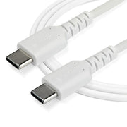 StarTech.com 3ft (1m) USB-C Fast Charging Cable, Rugged, Charge & Sync, 60W (3A) PD, USB 2.0, White TPE Jacket and Aramid Fiber - USB C Charging Cord
