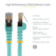 StarTech.com 7m CAT6a Ethernet Cable - 10 Gigabit Shielded Snagless RJ45 100W PoE Patch Cord - 10GbE STP Network Cable w/Strain Relief - Aqua Individually Tested/Wiring is UL Certified/TIA