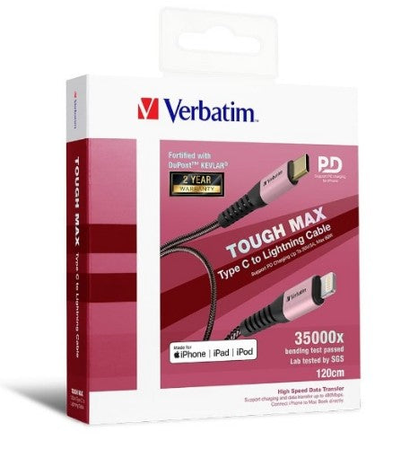 VERBATIM (LS)Verbatim Type C to Lightning Cable with Kevlar 120cm Rose Gold
