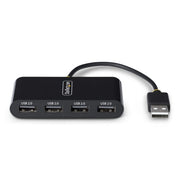 StarTech.com 4-Port USB 2.0 Hub, USB Bus Powered, Small Travel Mini USB Hub, USB 2.0 Splitter, Portable Multi-Port USB Hub, 480Mbps, Overcurrent Protection (OCP)