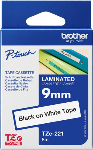 Brother TZE-221 label-making tape Black on white