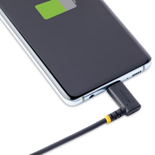 StarTech.com 6in (15cm) USB-C Fast Charging Cable, Rugged, Right-Angled, Charge & Sync, 60W (3A) PD, USB 2.0, TPE Jacket and Aramid Fiber - USB C Charging Cord