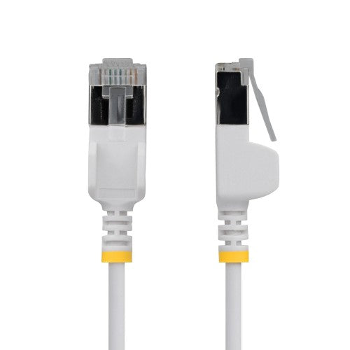 StarTech.com 2m White Ultra Slim Cat6A Ethernet Cable, Snagless, FTP, Pure Bare Copper Wire, 34AWG Slim RJ45 Network Patch Cord, Individually Tested