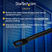 StarTech.com 10-Pack Horizontal Lacing Bar, Server Rack Cable Management, 19" Network Rack-Mount Cord Organizer, TAA