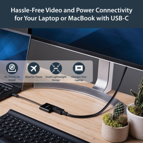 StarTech.com USB C to DisplayPort Adapter with Power Delivery - 4K 60Hz HBR2 - USB Type-C to DP 1.2 Monitor Video Converter w/ Charging - 60W PD Pass-Through - Thunderbolt 3 Compatible