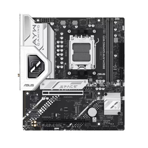 ASUS AMD B850M AYW GAMING WIFI (AM5) Micro-ATX Motherboard, 2DIMM, 128GB DDR5, 8200+MT/s, PCIe5.0  x16, x2 M.2, WiFi6, 2.5GbE, USB 10Gbps, HDMI2.1