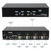 StarTech.com 4 Port USB DisplayPort KVM Switch with Audio - TAA