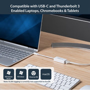 StarTech.com USB-C to Gigabit Ethernet Adapter, White, Thunderbolt 3 Compatible, Windows & Mac, RJ45 LAN Network Converter